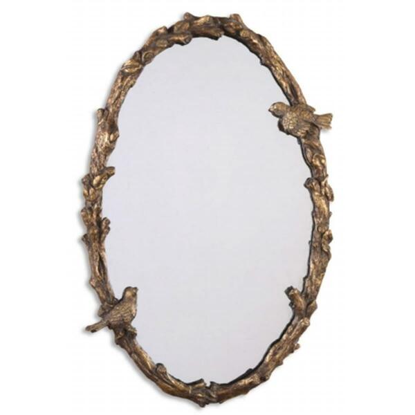 Grace Feyock Paza Oval Mirror Distressed Antiqued Gold Leaf 13575 P